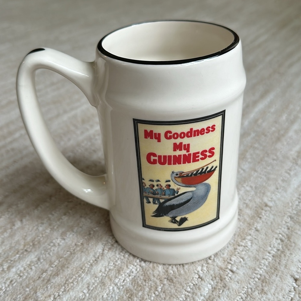 My Goodness My Guinness Mug with Pelican John Gilroy Vintage Ceramic Beer Stein